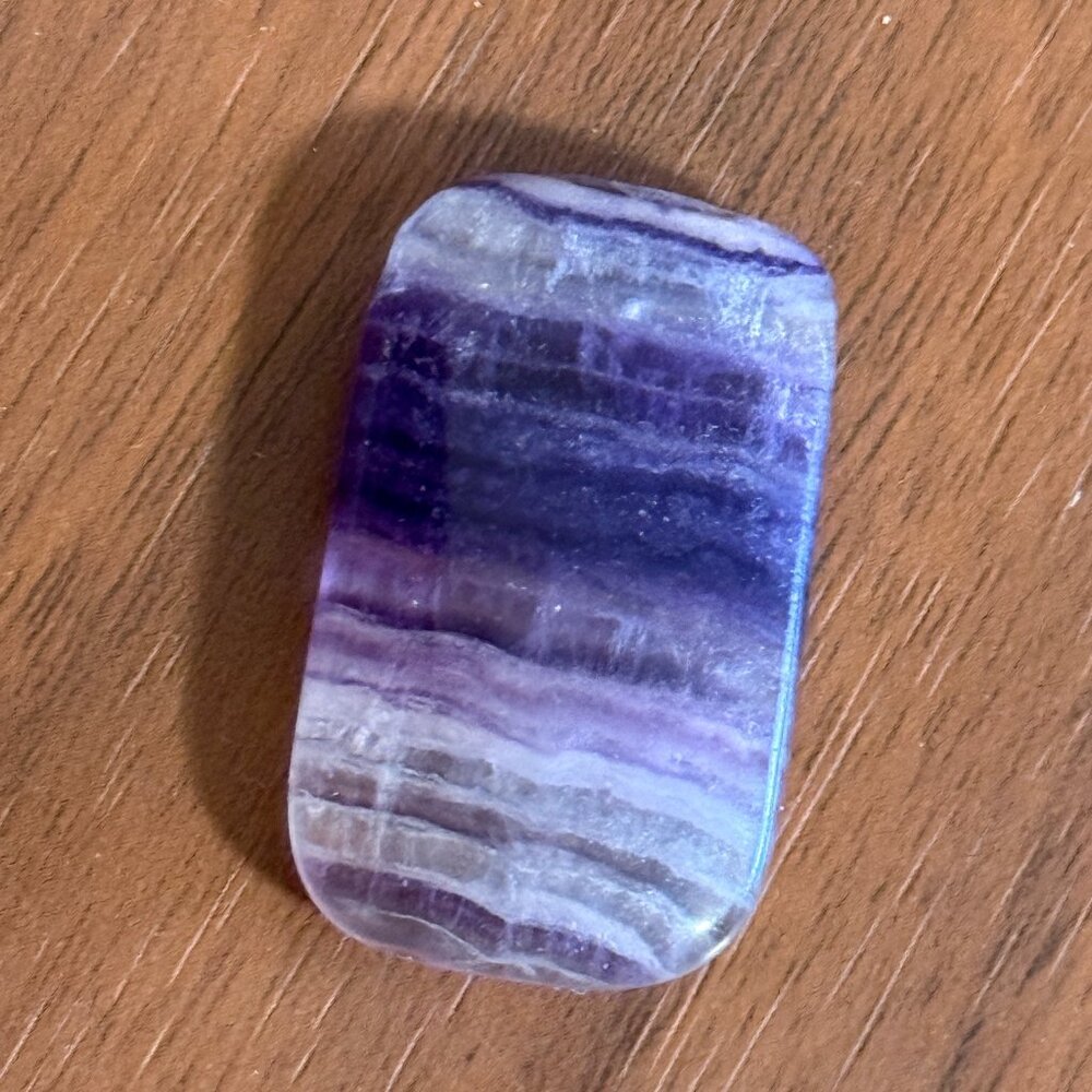 Natural Purple Fluorite Pendant, Large Genuine Gemstone Rectangular Pendant